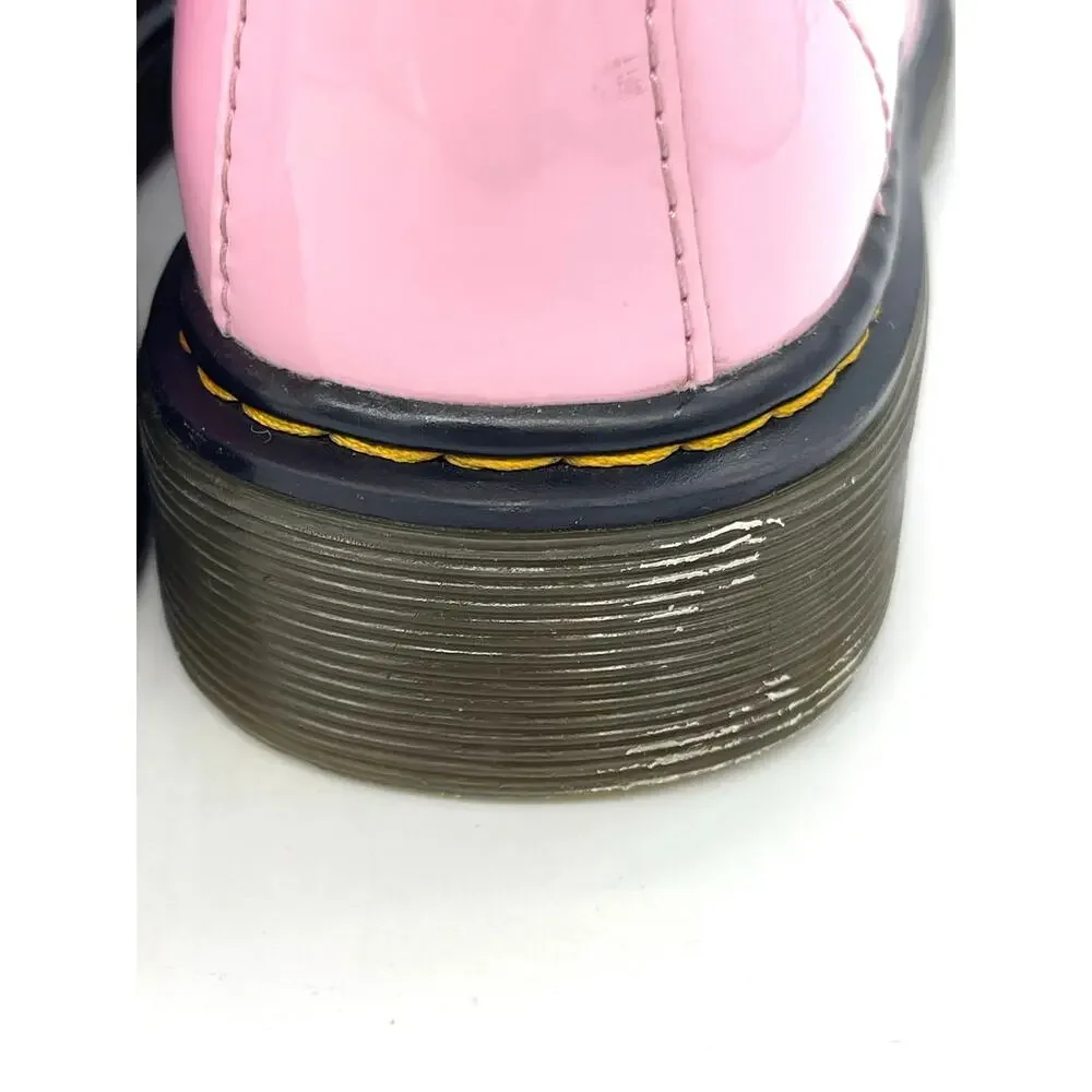 Girls Dr Martens Air Wair Pale Pink Patent Leather 1460 J Ankle ZIp Boots Size 1